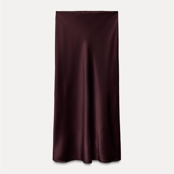 BRAND NEW Zara Satin Effect Midi Skirt - Picture 1 of 5